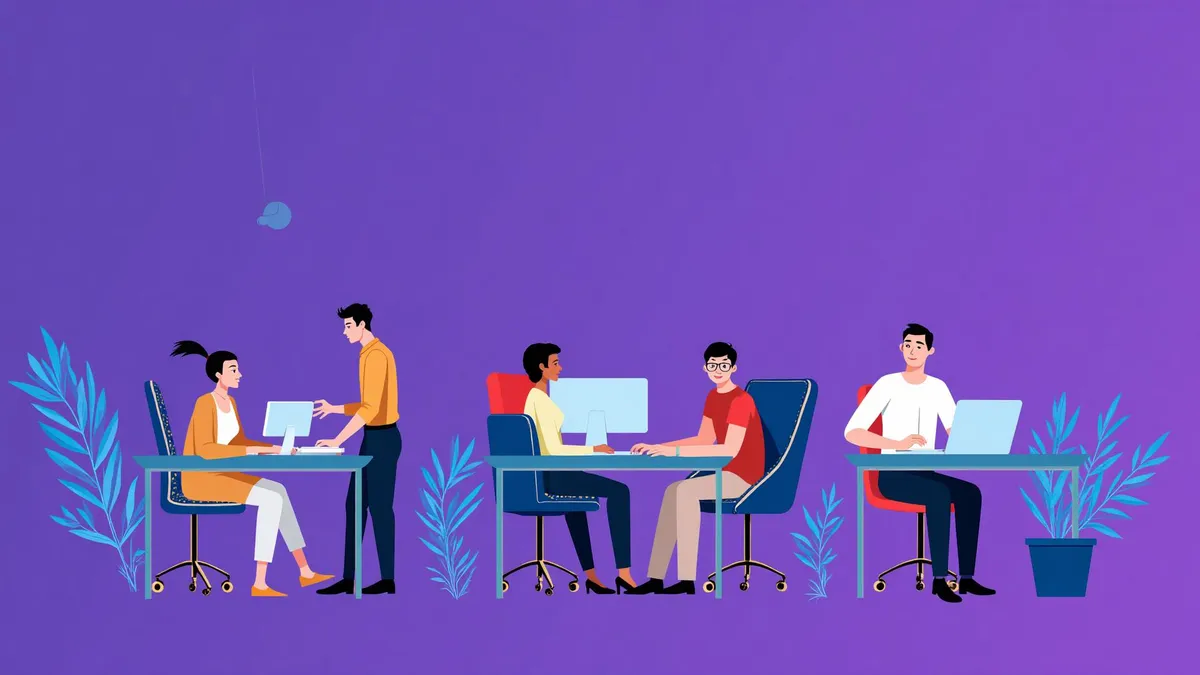 Team working together in office